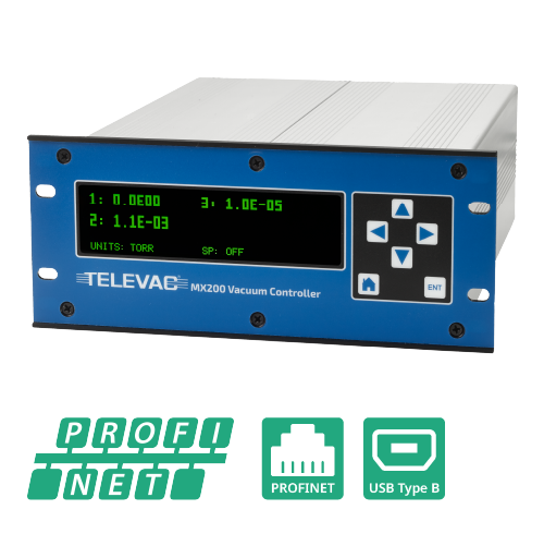 Modular vacuum controller that offers the full vacuum range of 1E-11 to 10,000 Torr with PROFINET digital communications.